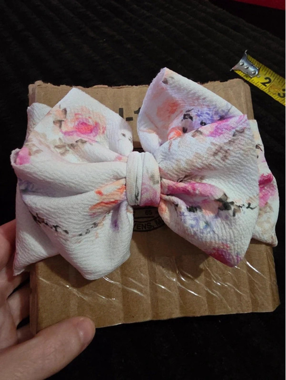4" Floral Bullet Fabric Hair Bow - Watercolor Floral.      #00030